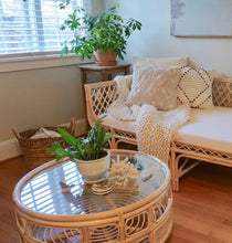 Load image into Gallery viewer, Glass topped Rattan & Cane Coffee Table Picnic Imports