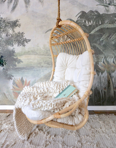 Hanging rattan swing online