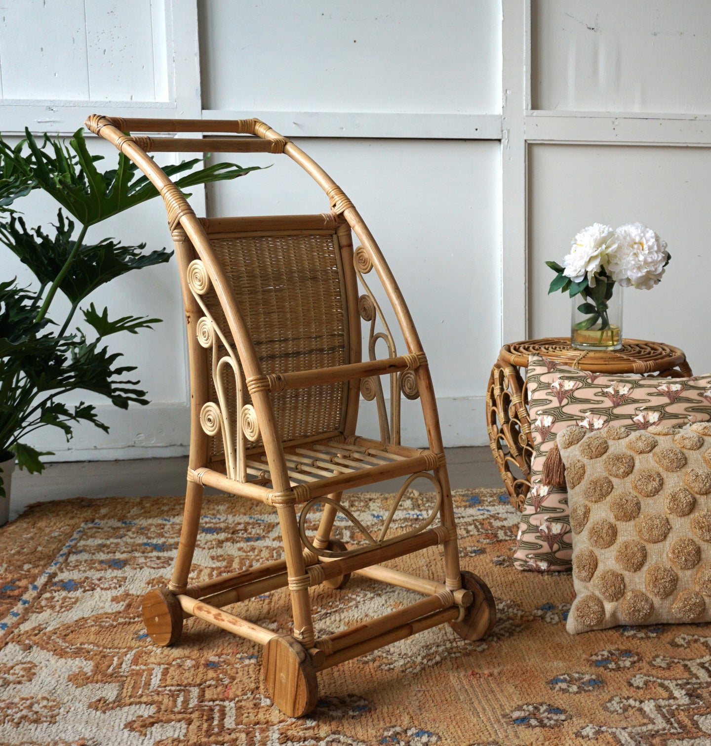 Rattan Hand Woven Doll Stroller